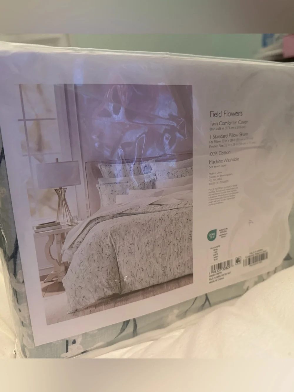 Sky Field Flowers 100% Cotton Duvet Cover Set, Twin, 300 Thread Count